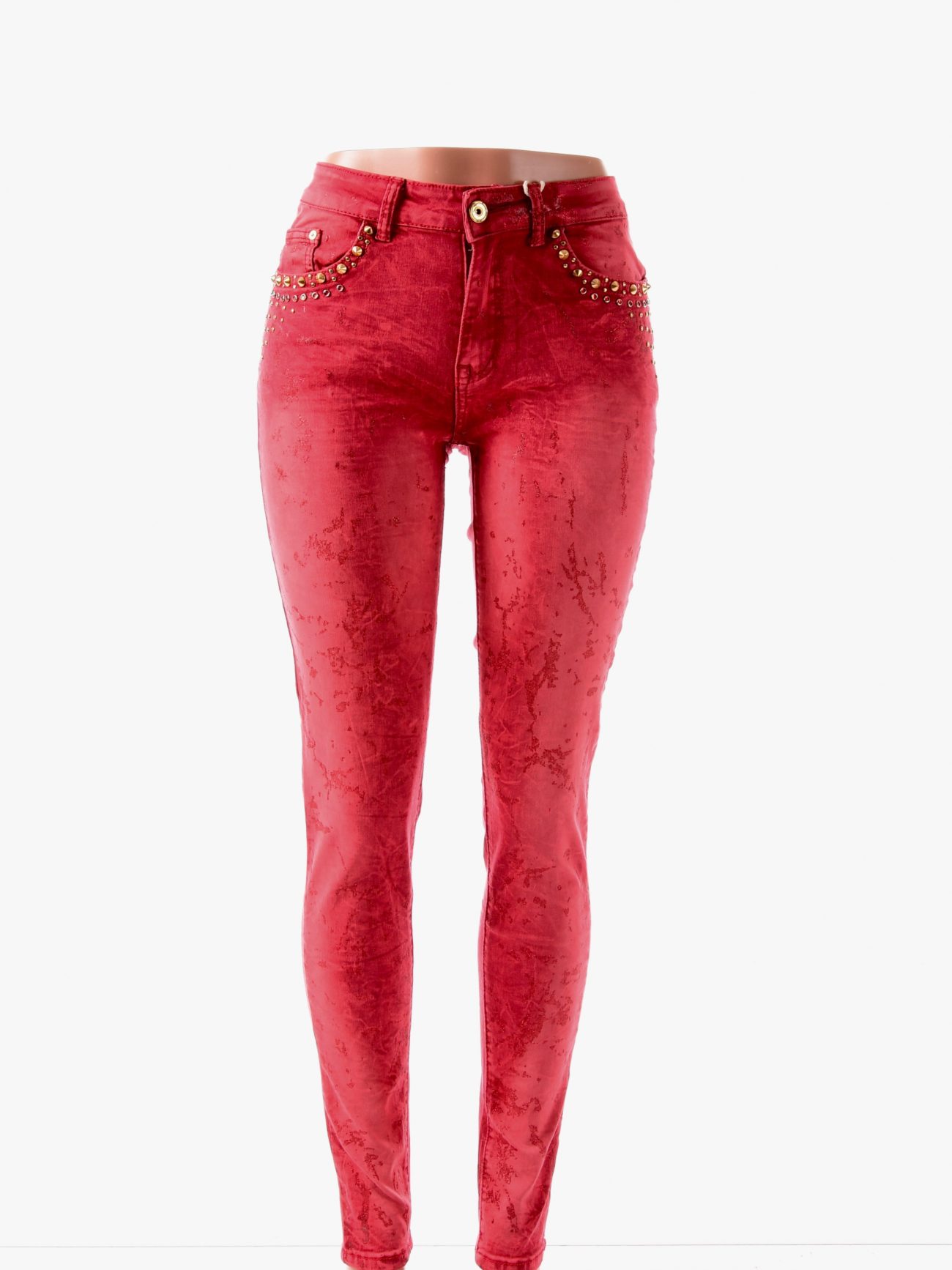 faded red jeans