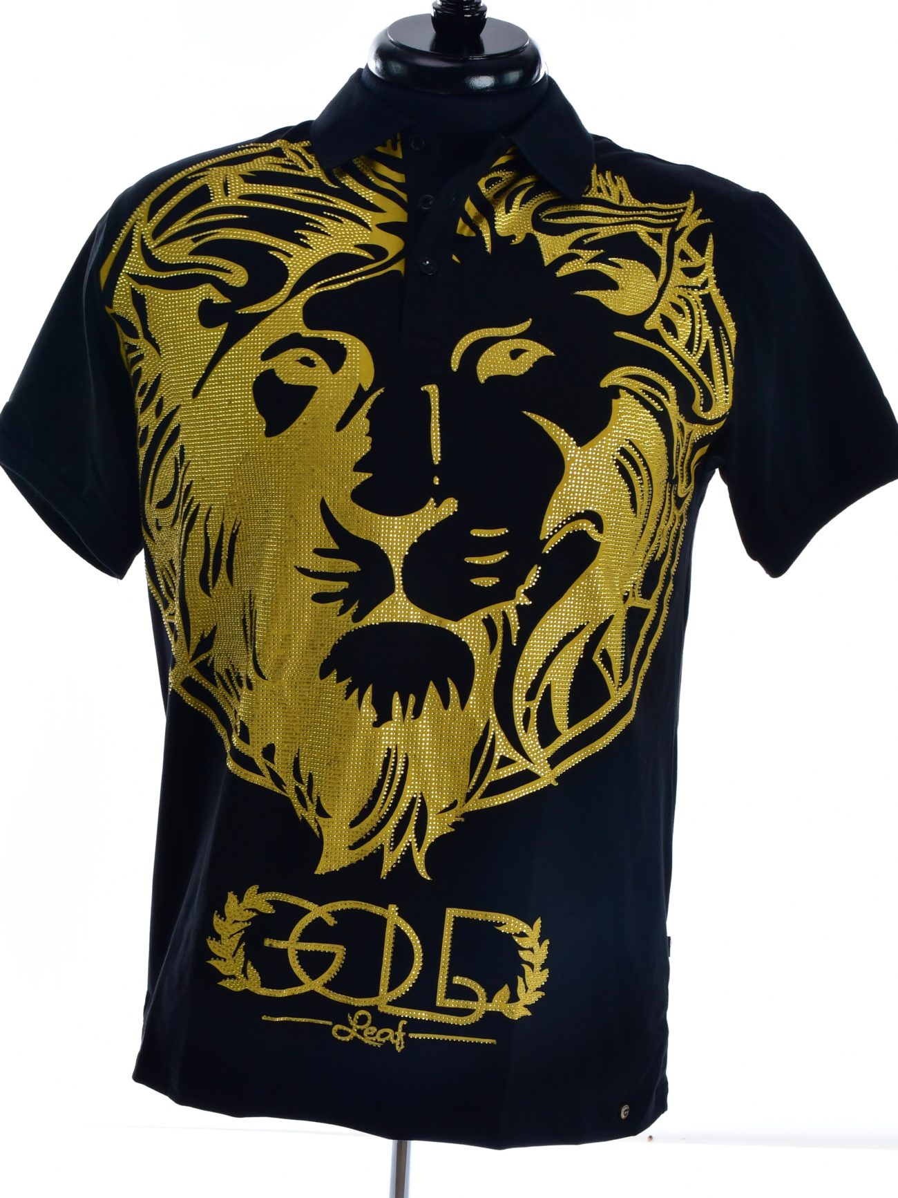 MEN'S GOLD LEAF LION HEAD POLO SHIRT-BLACK | EPIC VIBEZ