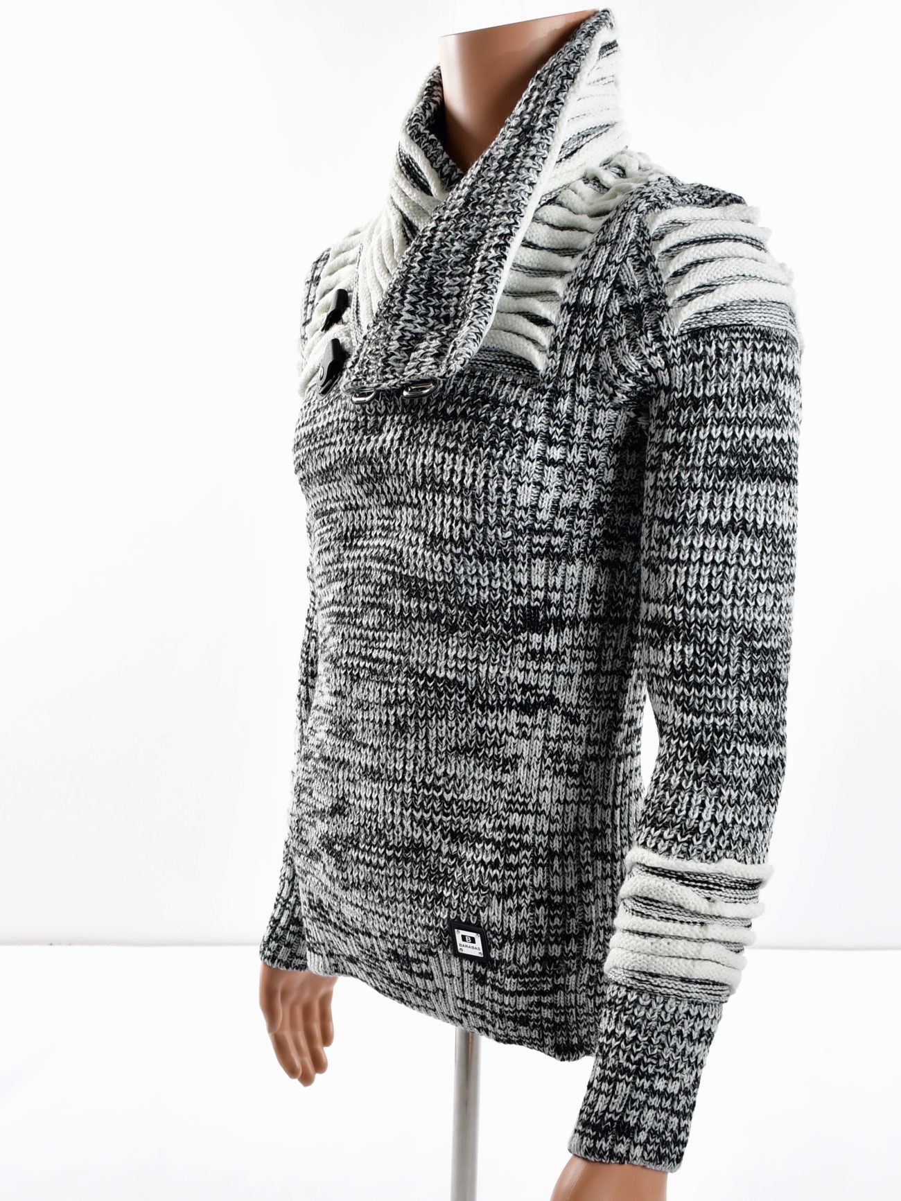 RIBBED LEATHER BUCKLED SHAWL COLLAR SWEATER | EPIC VIBEZ